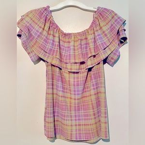 Charter Club pastel top with ruffles.